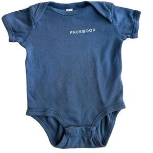 Rabbit Skins Baby Facebook Blue Graphic Cotton Onesie Bodysuit. 12 Months.